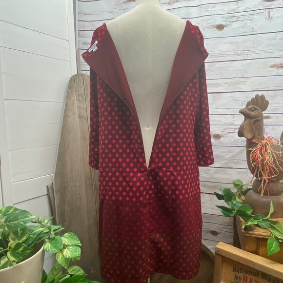 Old Navy 3/4 Sleeve Polka Dot Dress Large Burgandy Maroon Ombre Dots Scoop Neck - Picture 7 of 11
